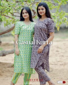 Handcrafted Premium Cotton Kurta Set with V-Neck & Elbow Sleeves